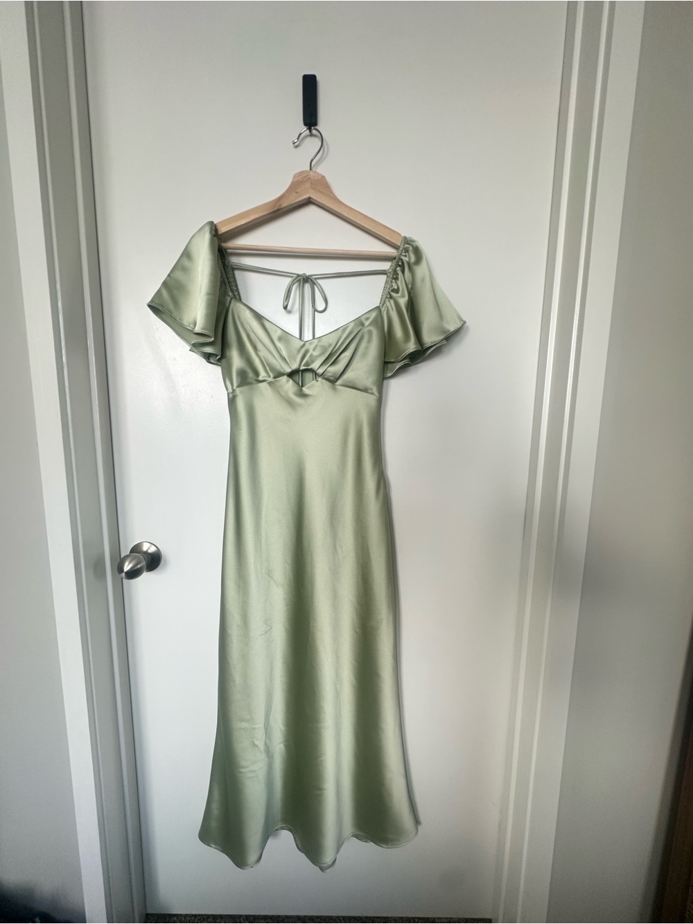 Satin Sage Green  Midi Dress